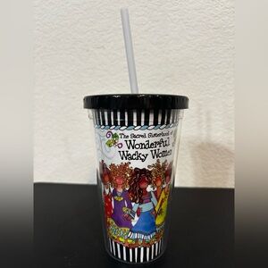 Wonderful Wacky Women Tumbler Cup with Straw - Black